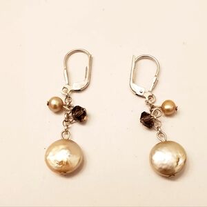 Coin Pearl & Sterling Drop Earrings, Lovely